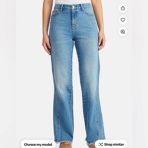 NWT Time&Tru Womens High Rise Flare Jeans with Side Seam Raw Hem Size 18